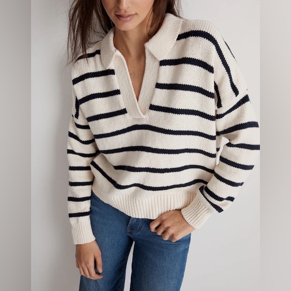 Madewell Sweaters - Madewell Dedham Polo Sweater in Stripe